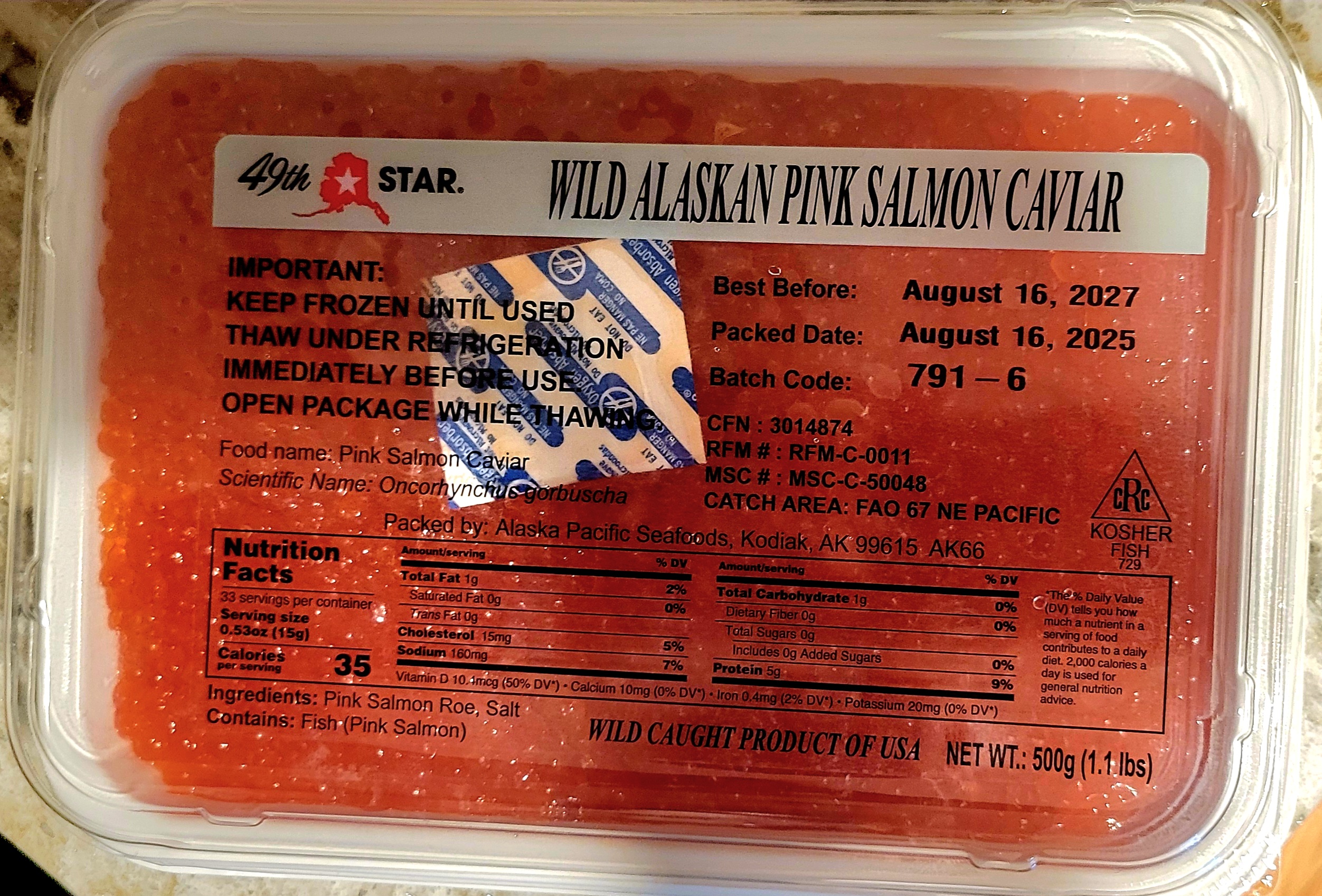 Wild Alaskan Red Pink Salmon Caviar “49th Star”